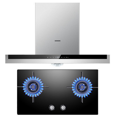 西门子(SIEMENS)触控式自清洁大吸力抽油烟机欧式烟灶套餐LC45SA950W+ER71233MP 16立方 天然气