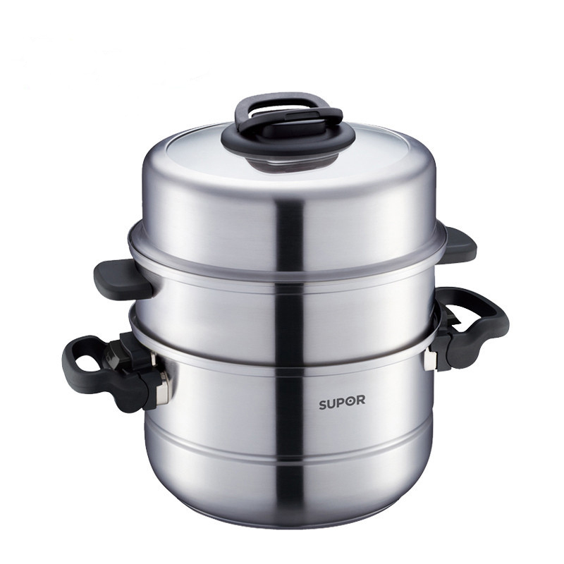 苏泊尔(SUPOR)炊具28cm蒸锅304不锈钢SZ28T1巧乐宝易存储高拱盖不挑灶具
