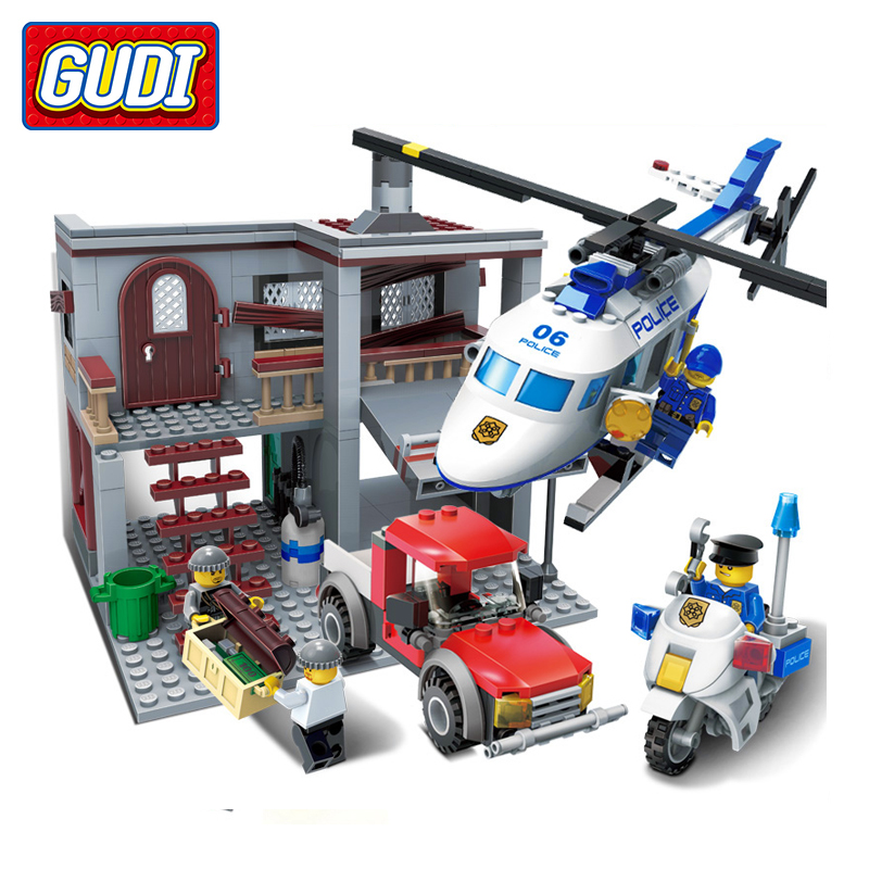 古迪(GUDI) 城市警察系列 9318直升机大追捕465片 男孩积木拼插 儿童玩具6-14岁