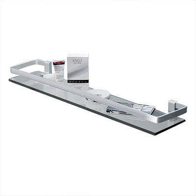 卡贝 太空铝浴室置物架 卫浴洗漱台镜前架子卫生间壁挂单层玻璃架