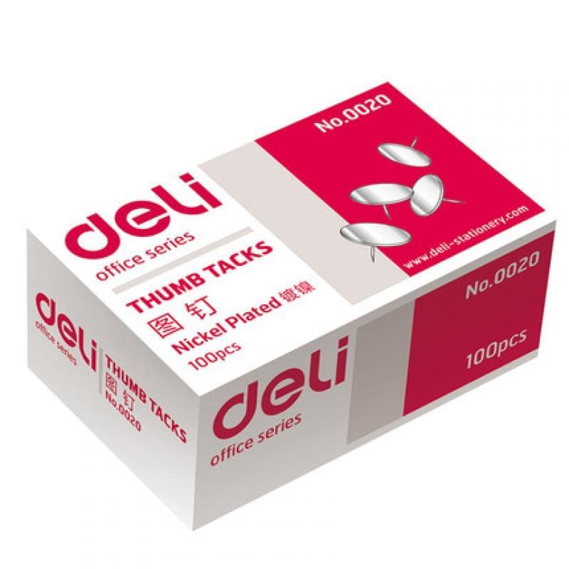 得力(deli) 0020 图钉 金属圆钉 按钉10盒装