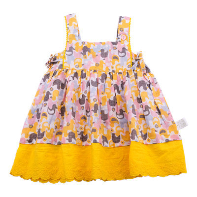 [苏宁自营]三木比迪 SM7X30268 优雅小淑女背心裙 柠檬黄 童装 小鸭子 女童 背心 连衣裙