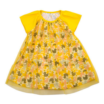 [苏宁自营]三木比迪 优雅小淑女印花连衣裙 SM7X30282 黄色 儿童 童装 小黄鸭 连衣裙