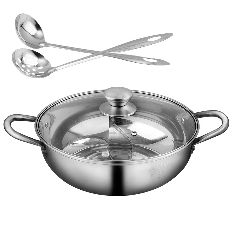 金钥匙(GOLDEN KEY)火锅锅具304不锈钢30cm鸳鸯火锅带盖 GK-T30K7F