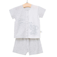 优简 婴儿网眼衣服洞洞布薄款男女宝宝短袖套装纯棉童装夏装1-3岁