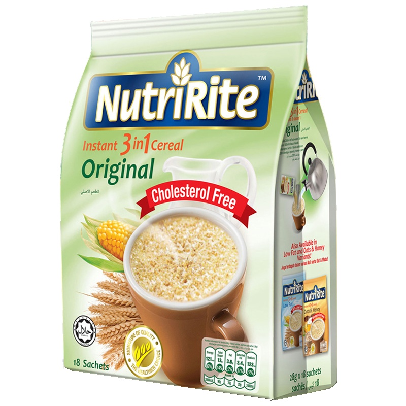 美趣力(NutriRite)即溶3合1原味麦片 504g (28g*18包)马来西亚进口冲饮谷物早餐