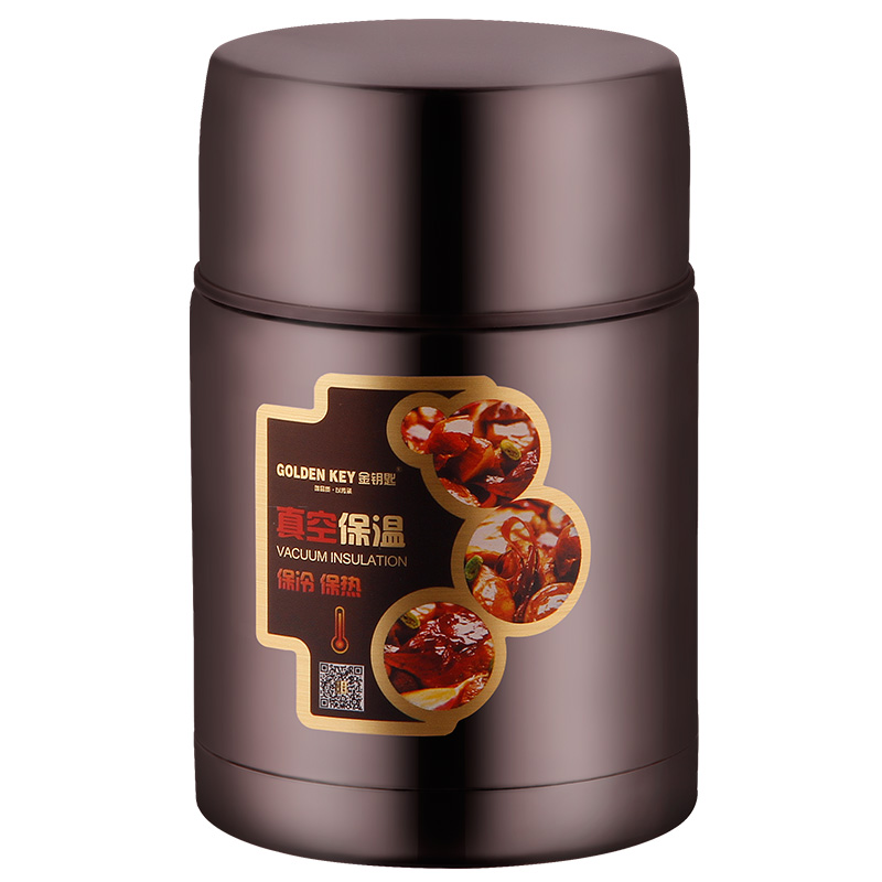 金钥匙（GOLDEN KEY）焖烧壶 304不锈钢魔法真空焖烧杯（咖啡棕)GK-MF750-Z