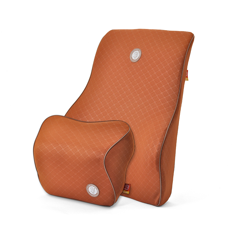 吉吉(GiGi)头枕腰靠 新品负离子记忆棉 车用护颈枕 多用护腰枕套装G1558+1559简约 玫瑰粽