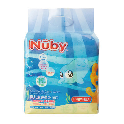 努比(Nuby)婴儿生理盐水湿巾（80抽）3包入9038
