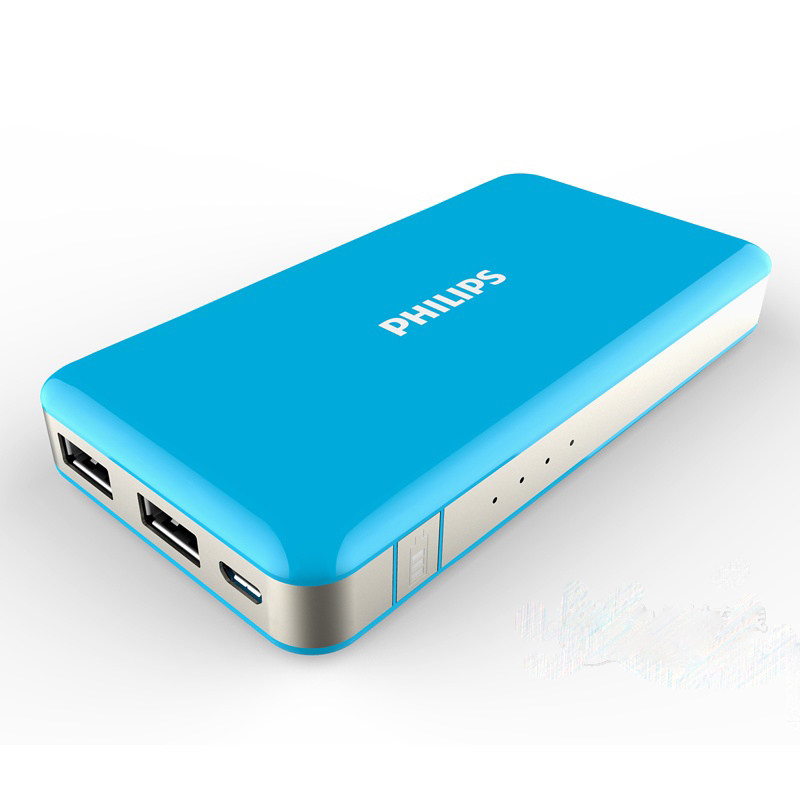 飞利浦8000毫安充电宝2.4A大容量平板手机聚合物移动电源 蓝色