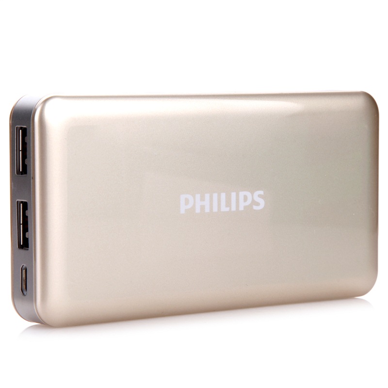 飞利浦8000毫安充电宝2.4A大容量平板手机聚合物移动电源 金色