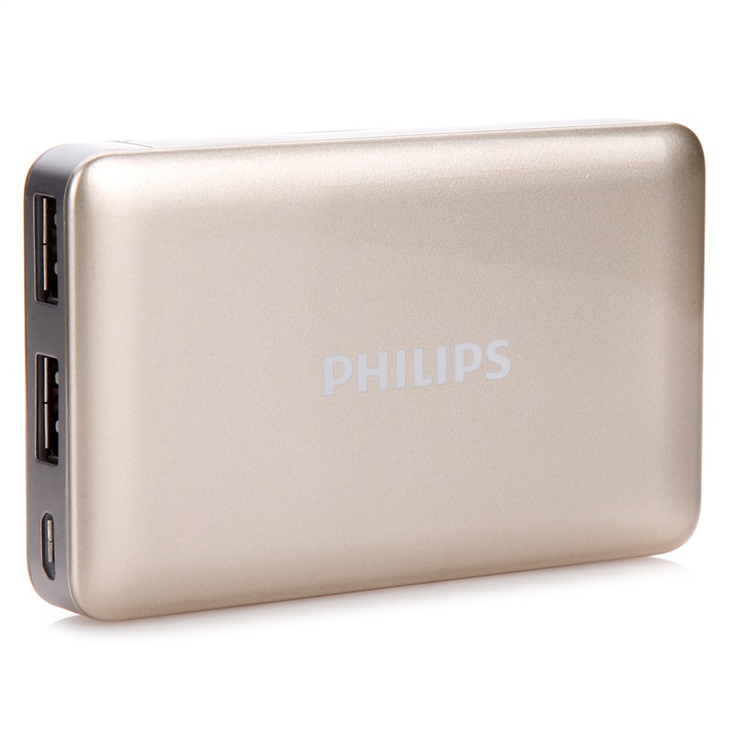 飞利浦迷你充电宝超薄5000毫安 小巧便携聚合物移动电源 金色