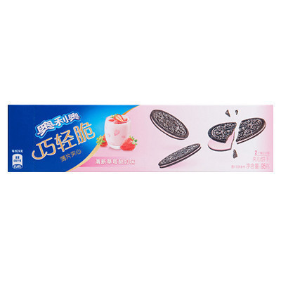 亿滋奥利奥(OREO) 夹心饼干 零食 巧轻脆薄片清新草莓酸奶味95g
