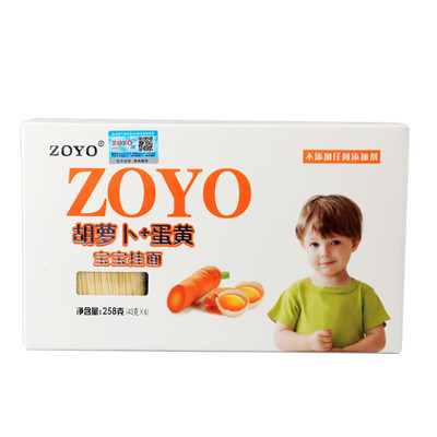 ZOYO 胡萝卜蛋黄 宝宝面 258g 定量包装 无添加剂 优质原料 易煮易消化 中裕出品