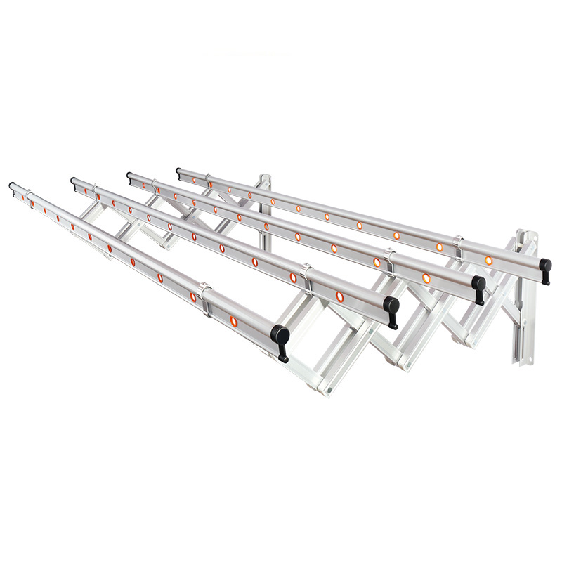 宝优妮包安装户外折叠推拉四杆加长伸缩晾衣架DQ-9009-17银白 四杆2米+豪华支架