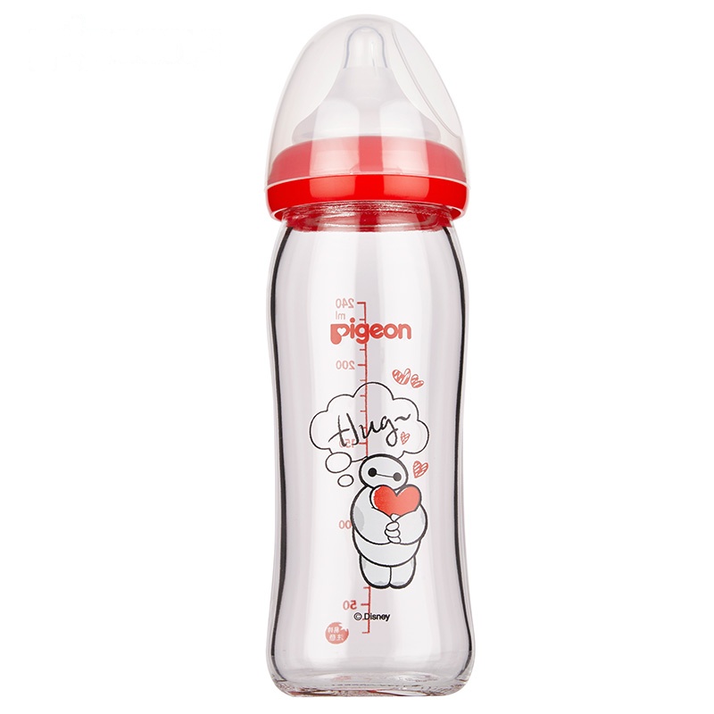 贝亲Disney宽口径玻璃奶瓶240ml配M奶嘴(大白-拥抱)AA150