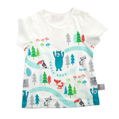 [苏宁自营]小冰熊森林系列肩开圆领短袖衫 小宝宝外出家居服 纯棉T恤衬衫 西装男女童装