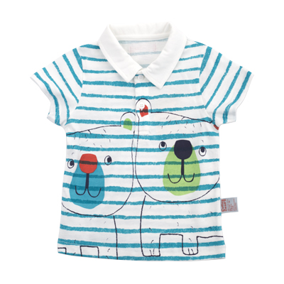 [苏宁自营]小冰熊森林系列前开筒翻领短袖衫 小宝宝夏系外出服 纯棉衬衫T恤 男女童装 夏装