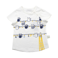 [苏宁自营]三木比迪潮流猫咪系列斜开式圆领T恤 夏装男女宝宝纯棉T恤衬衫 童装