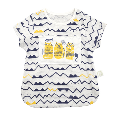 [苏宁自营]三木比迪潮流猫咪系列肩开圆领衫 夏季宝宝外出居家服 纯棉衬衫T恤 童装夏装