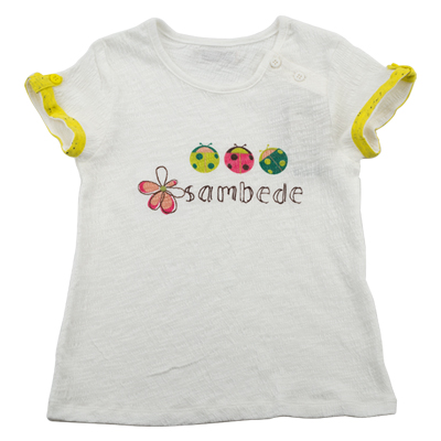 [苏宁自营]三木比迪时尚圆点系列斜开圆领短袖衫 夏季女宝宝外出居家服 纯棉衬衫T恤 童装 夏装