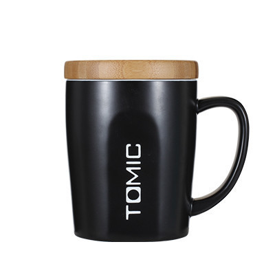 特美刻手柄陶瓷杯白领办公搭档400ml水杯杯子茶杯黑色