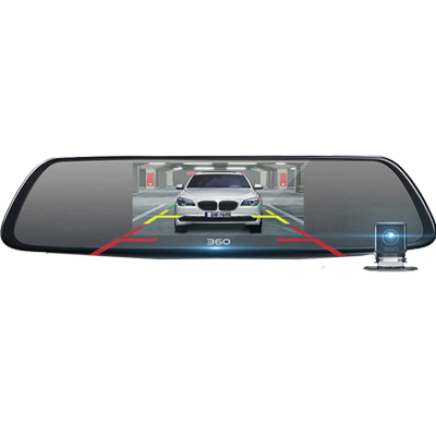 360行车记录仪M301前后双镜头后视镜版+64G三星C10高速内存卡 高清夜视倒车影像全景三合一