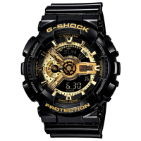 卡西欧手表G-SHOCK时尚潮流防水防震运动黑金电子休闲男表GA-110GB-1A