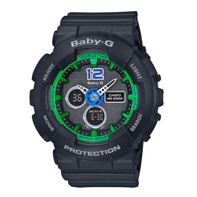 卡西欧(CASIO)手表BABY-G系列双显时尚石英防水运动女表BA-120-1B