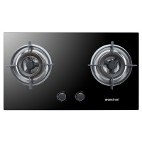 万喜 JZT/Y-838B1 燃气灶具天然气台嵌两用式全铜火盖双炉玻璃 一级节能