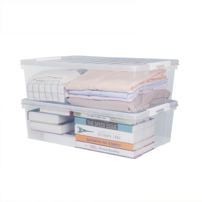 宝优妮床底收纳箱特大号卧室棉被塑料衣服储物箱子扁平床下整理箱透明中号[2只装]