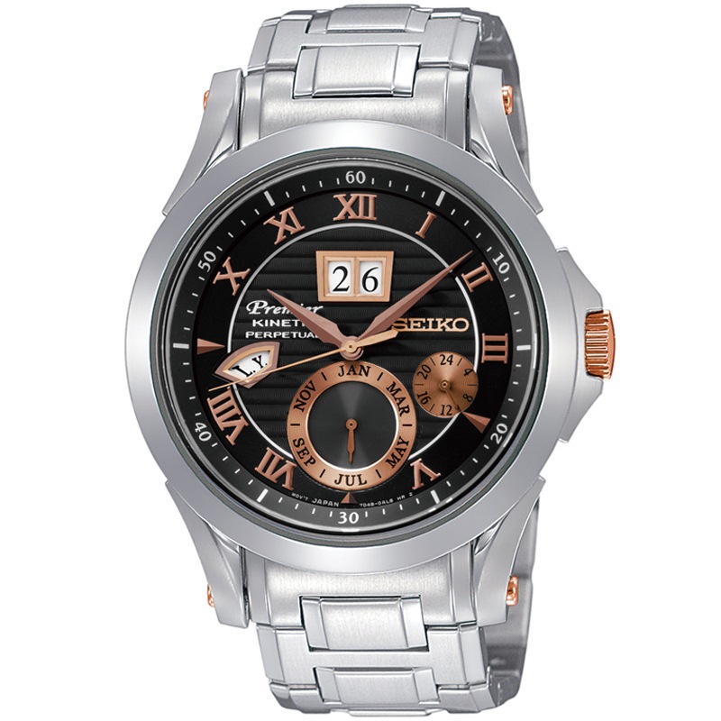 精工(SEIKO)男表 Premier系列商务休闲人动电能男表SNP062J1