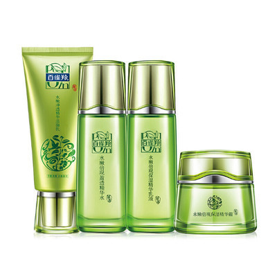 百雀羚(PECHOIN)水嫩倍现致润套装 （洁面乳95g+精华水70ml+精华乳70ml+精华霜50g 通用 各种肤质）