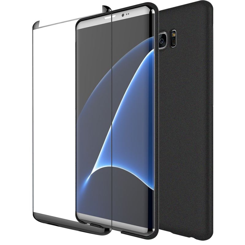 ESCASE 三星 Galaxy S8+ 手机壳[壳膜套装]磨砂黑软壳+全屏膜