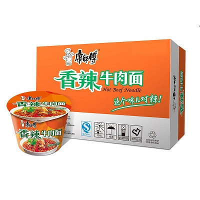 康师傅经典香辣牛肉桶面108g*12