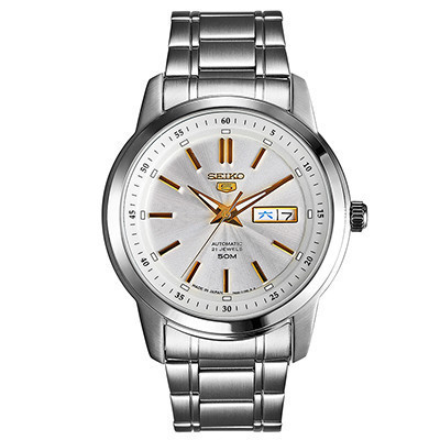 精工(SEIKO)手表 5号系列原装进口智慧夜光商务防水自动机械不锈钢带男表SNKM85J1