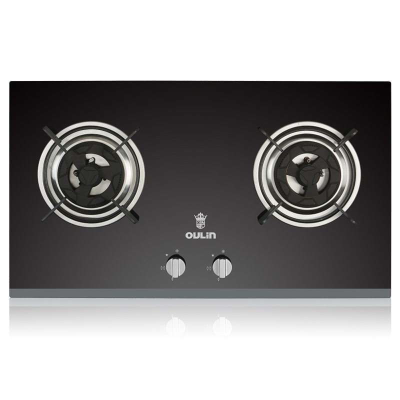 Oulin/欧琳JZT-E301B天燃气灶嵌入式钢化玻璃台式煤气灶具双灶4.0KW大火力[天然气]