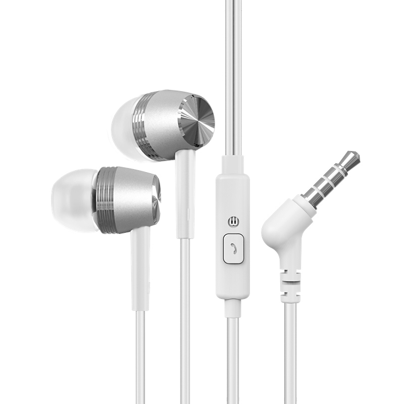 BYZ SM589 入耳式耳塞式金属低音炮有线控耳机oppo小米vivo通用重低音耳塞 银色