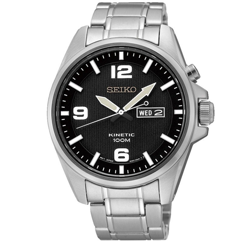 精工(SEIKO)手表 Kinetic系列人动电能商务休闲不锈钢带男表SMY137J1