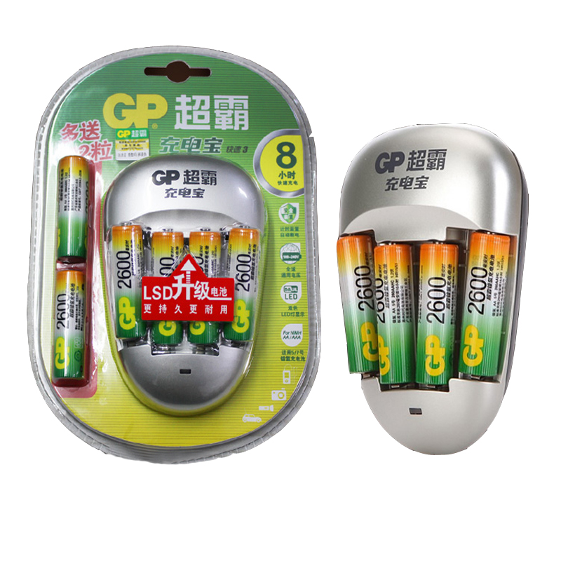 超霸充电宝旅行装 GPPB27GW 含6粒5号2600毫安时镍氢充电池