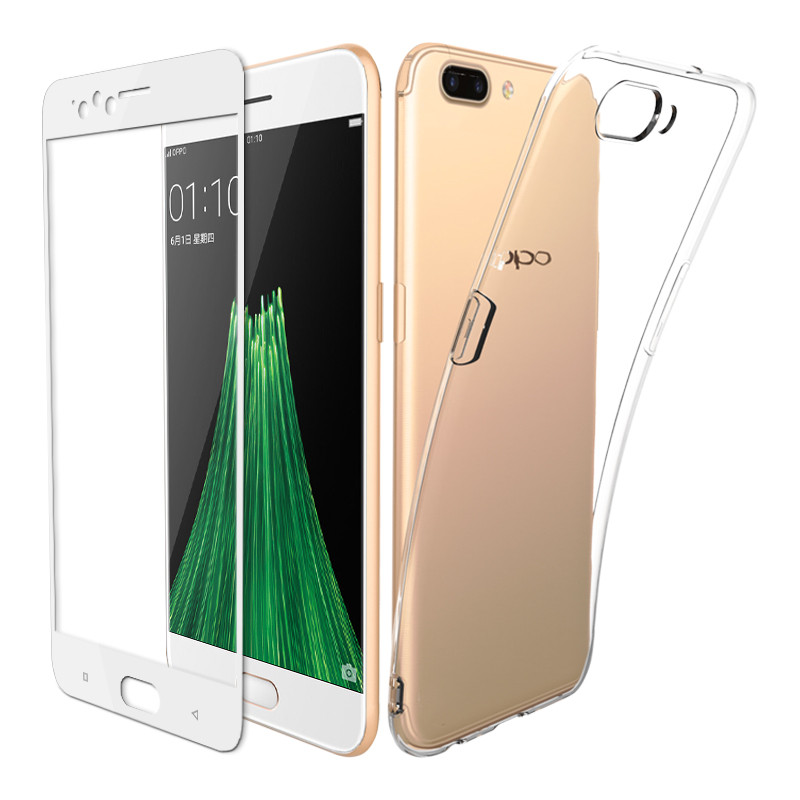 ESCASE OPPO R11[壳膜套装]透明TPU软壳+全屏钢化膜