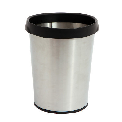 欧润哲(ORANGE) 12升不锈钢圆形压袋式垃圾桶 家用酒店卫生间清洁筒 办公室无盖废纸篓 100816