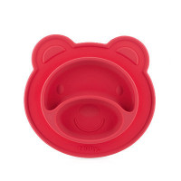 努比(Nuby)儿童餐具 硅胶餐盘防摔婴儿碗卡通小熊宝宝餐盘 红色