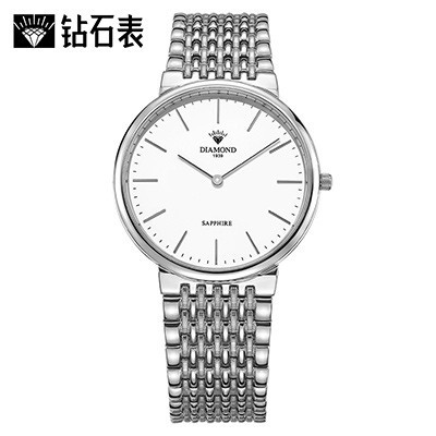 钻石牌(DIAMOND)手表情侣款石英表男简约防水精钢商务休闲超薄石英表男