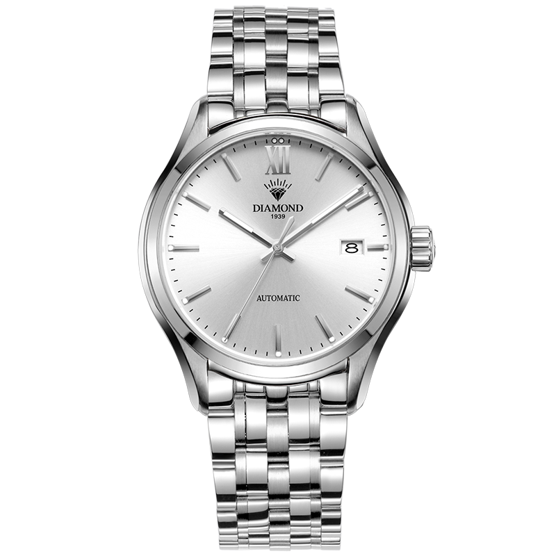 上海钻石牌手表男士全自动机械表精钢日历防水夜光S2100机械表男