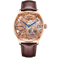 上海钻石牌手表男机械表男士大表盘镂空防水机械男表7100罗马玫瑰金