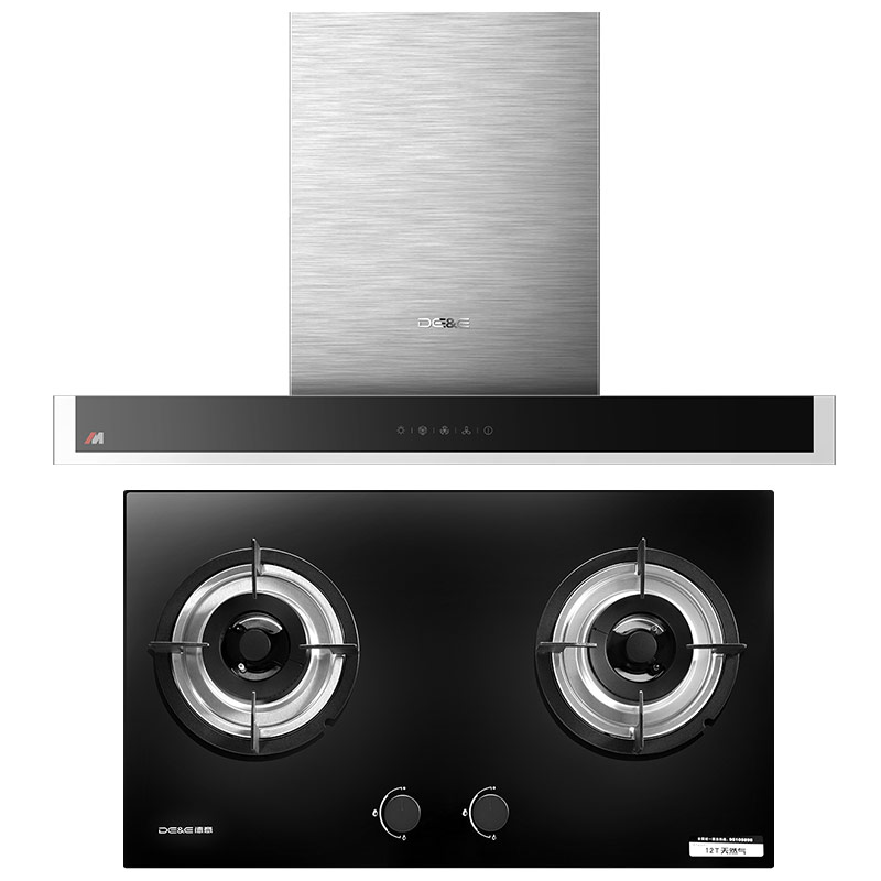 德意(DE&E)烟灶套餐851D+711B(天然气/液化气)欧式抽油烟机套餐19立方大风量油烟机灶具套装触控式