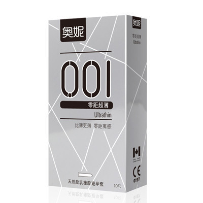 避孕套超薄型 奥妮001零距银色版 超薄安全套 大油量成人情趣用品(10只装)