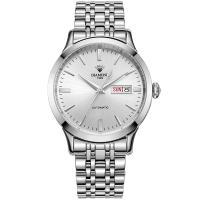 上海钻石牌(DIAMOND)手表机械表男表全自动大表盘日历精钢8030男士机械表DA-8030G钻石手表黑面白钢