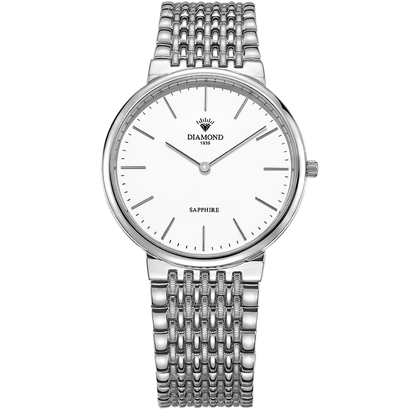 上海钻石牌手表男石英表时尚潮流休N约二针2201手表石英表男白钢白面